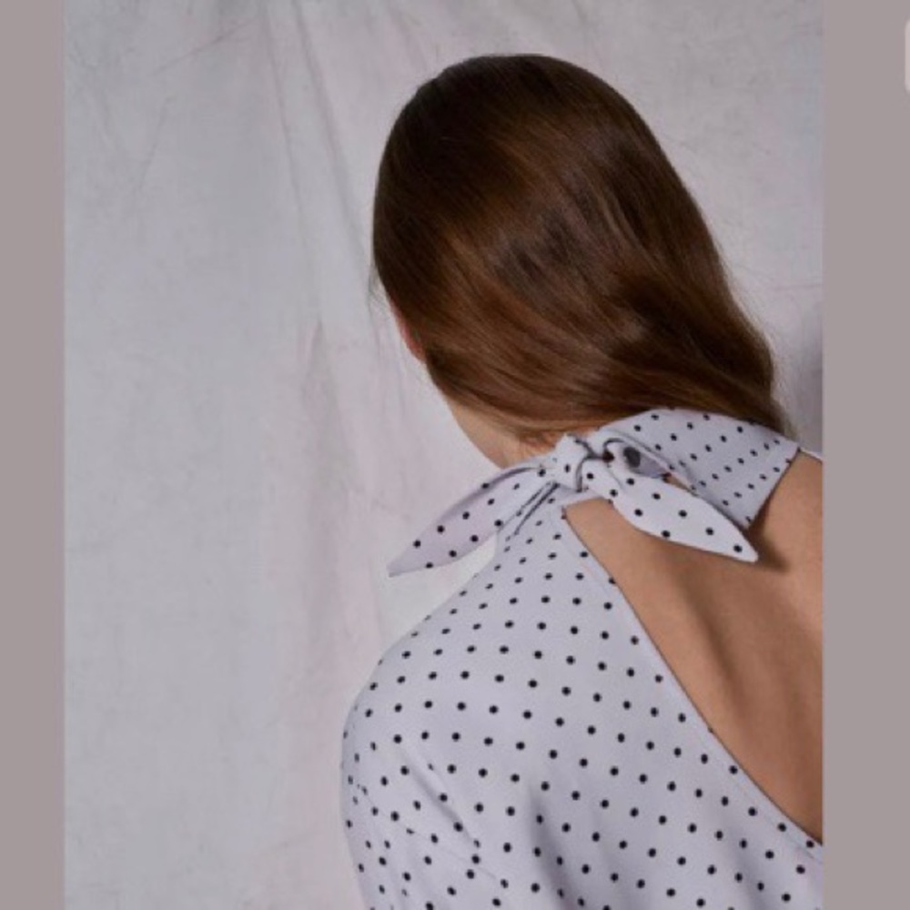 Topshop Boutique Polka Dot Back Scarf Shift Dress